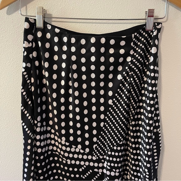 Express Mixed Polka Dot Patchwork Print Satin Midi Skirt Black White NWT-Small - Picture 4 of 13